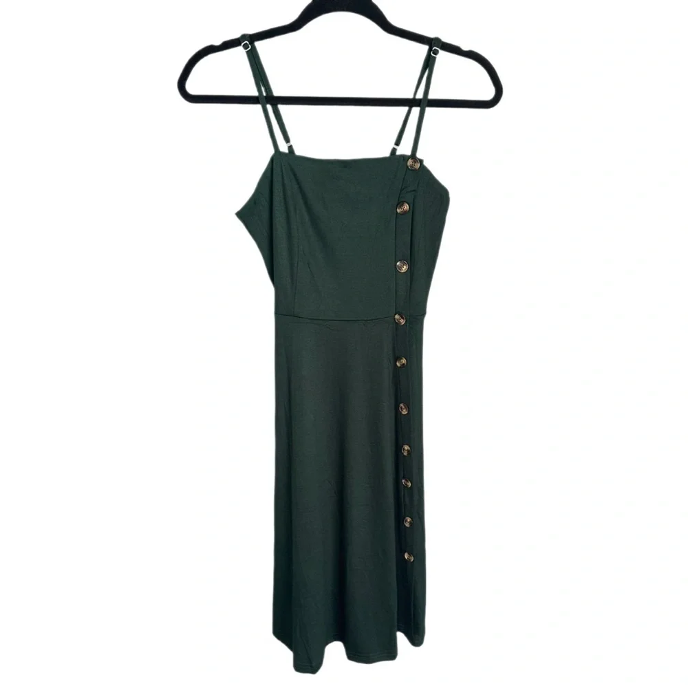 NWT Women’s Liyinxi Dark Green Button-Down Dress Size S - Picture 3 of 9